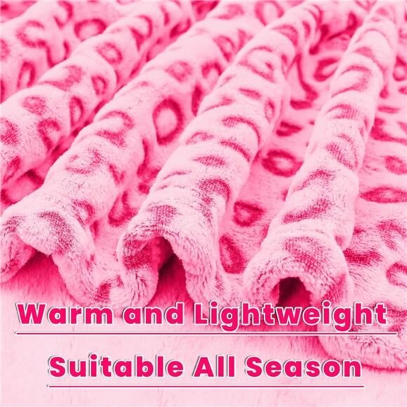 Warm Blanket Pink Soft Fleece Blankets Throw Blankets for Bed - Picture 6 of 8